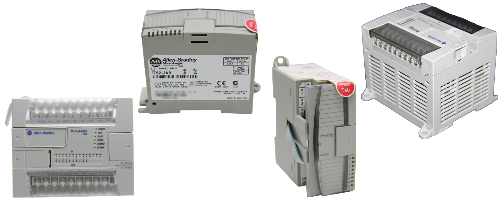 Collage of images depicting MicroLogix 1200 units