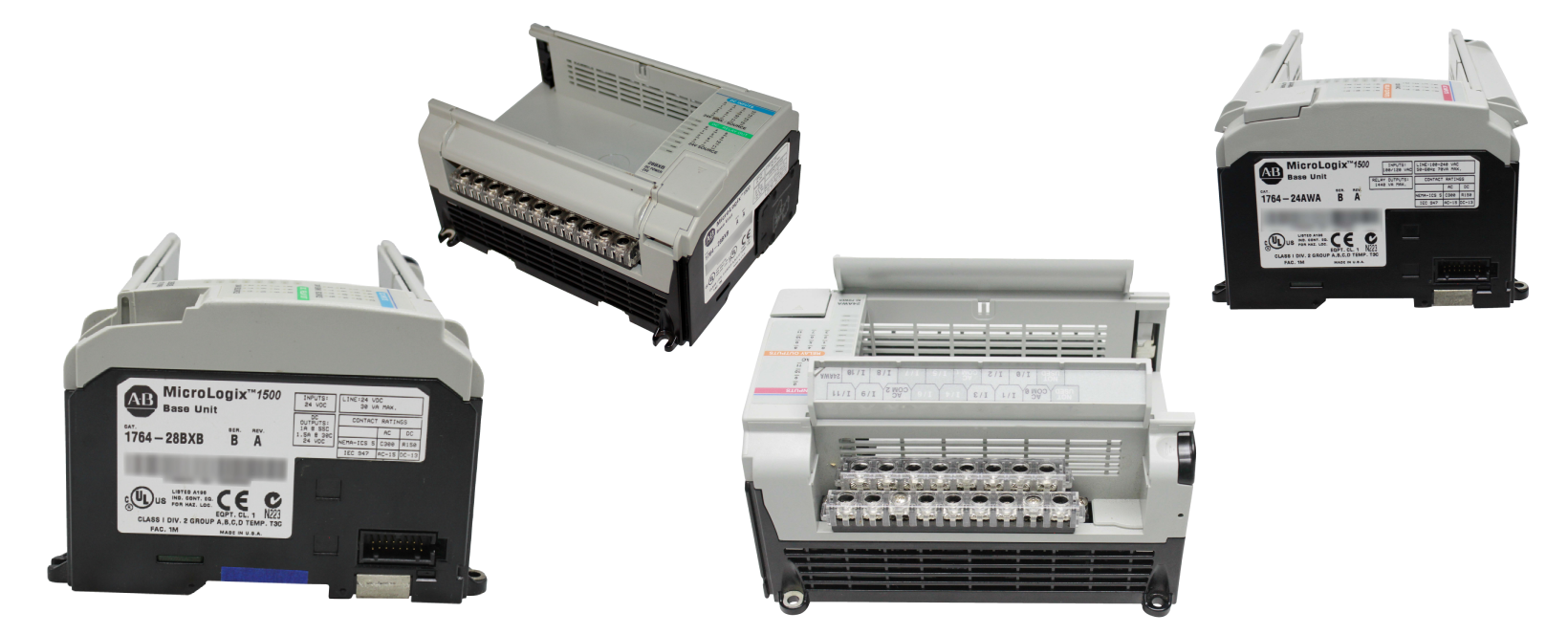 Collage of images depicting MicroLogix 1500 units
